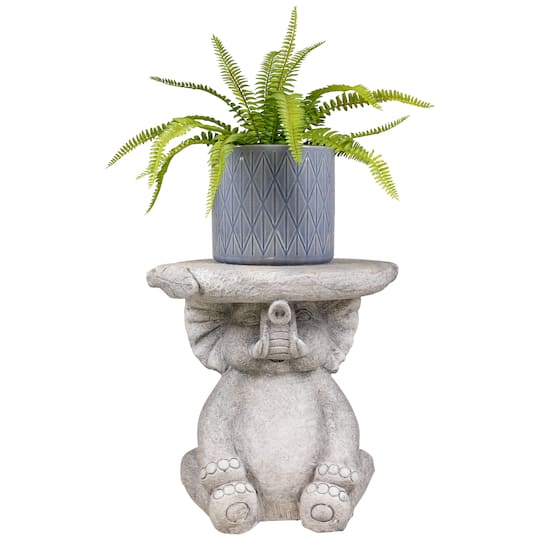 Elephant Outdoor Garden Plant Stand - 12.25" - Gray